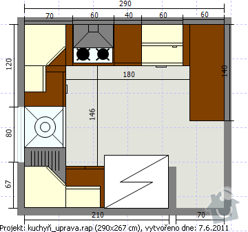 Kuchyň na míru: Kuchyne_nakres