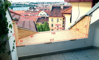 Klempířské práce, oplechování části terasy, cca 4m2. - stav před realizací