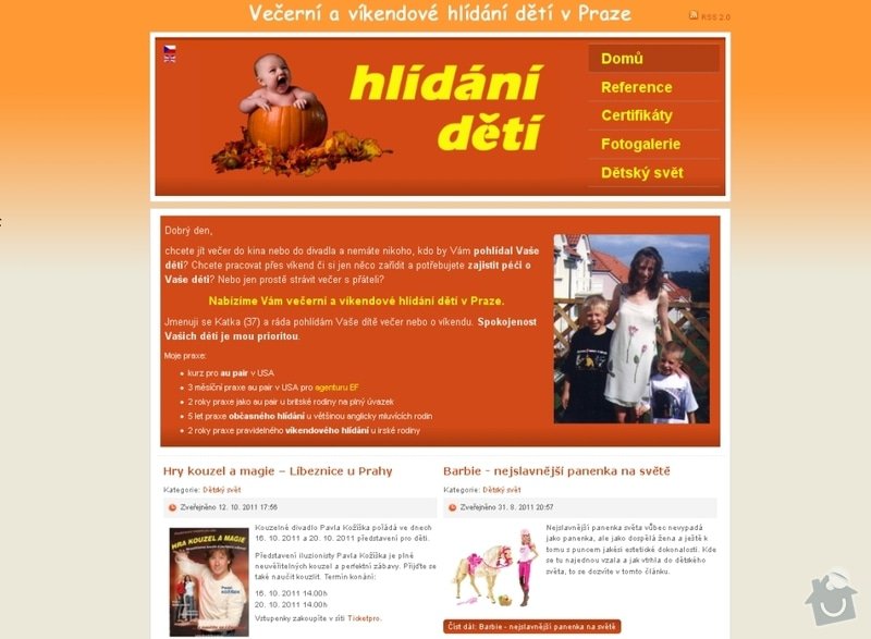Vytvoření webových stránek pro službu Hlídání dětí: hlidani_deti_101