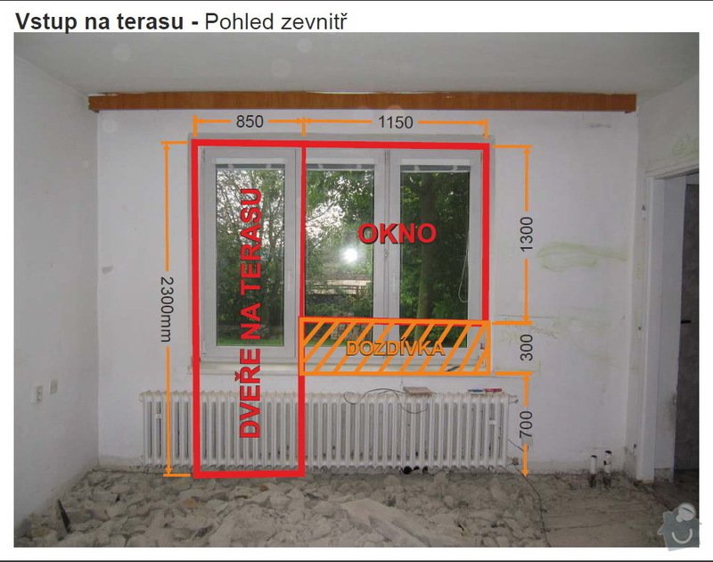 Dveře + okno terasa, okno koupelna: 01TerasaVnitrek