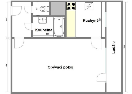 Rekonstrukce bytu 1+1 v Praze Záběhlicích - stav před realizací