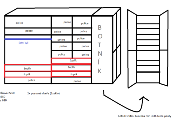 2x šatní skříň výroba+montáž