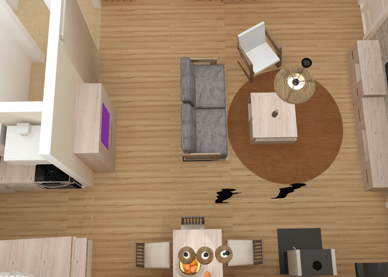 Návrh obývacího pokoje a kuchyňského koutu