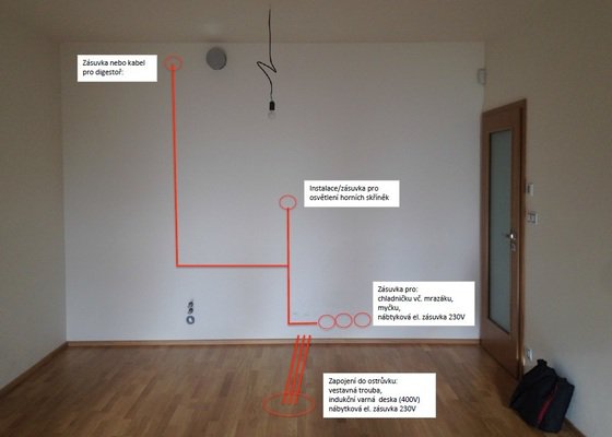 Zavedení elektroinstalace pro kuchyň - novostavba