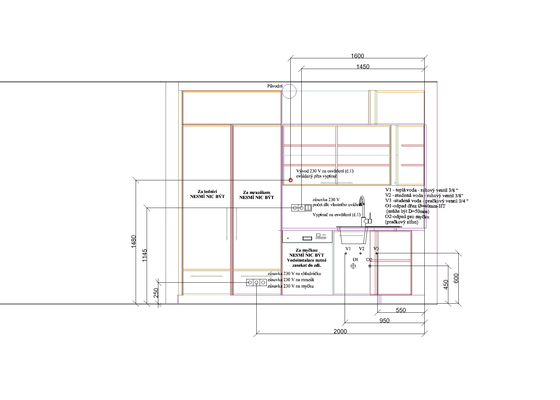 Příprava rozvodů plynu a vody pro kuchyň