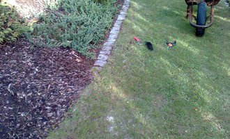 Úklid zahrady po zimě a částečný prořez keřů a tůjí - stav před realizací