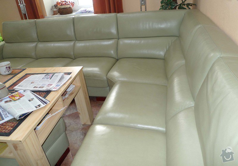 Vyčištění kožené sedačky barva hrášková: P11009499