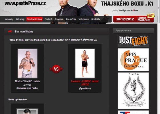 Tvorba www stránek pro galavečer thajského boxu a K1