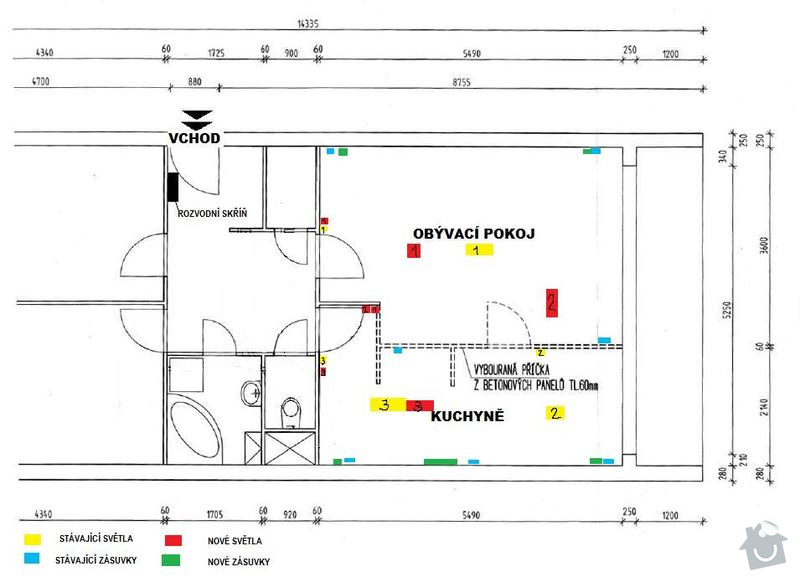 Rozvod elektroinstalace + revize: Byt