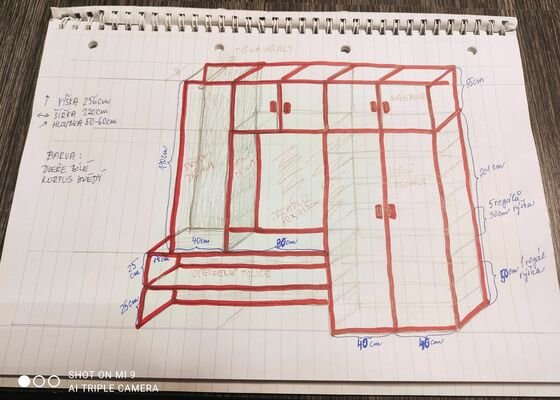 Vyrobit vestavěnou skříň do předsíně v paneláku - stav před realizací