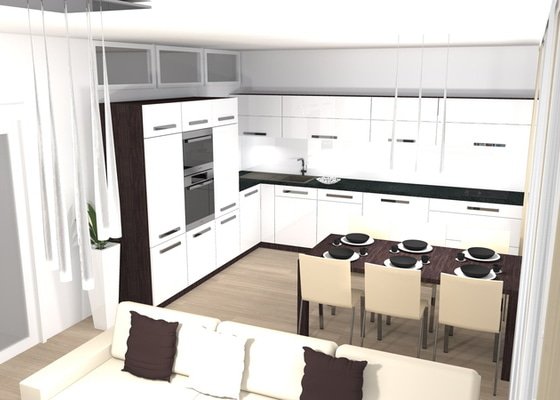 Návrh a vizualizace kuchyně a obývacího pokoje