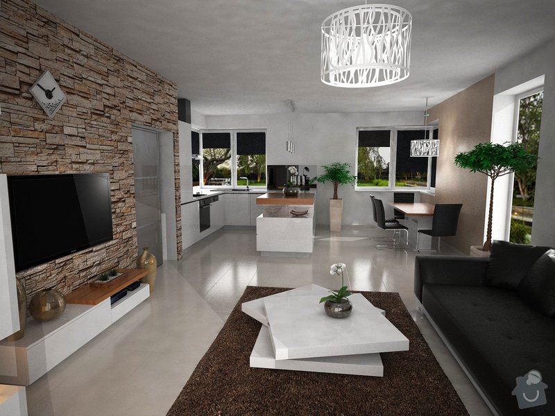 Vizualizace kuchyně s obývacím pokojem: zame1_