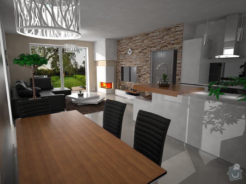 Vizualizace kuchyně s obývacím pokojem: zame2_