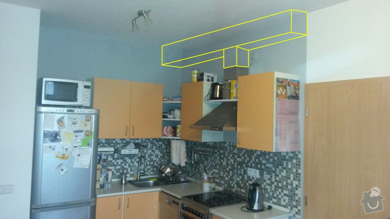 Připojení digestoře na odtah a zakrytí sádrokartonem: kuchyne