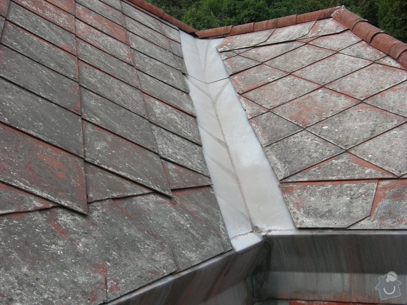 Oprava střechy.Výměnu eternitové krytiny za plastové šablony nebo plech.Opravy krovu a bedění: P8240046