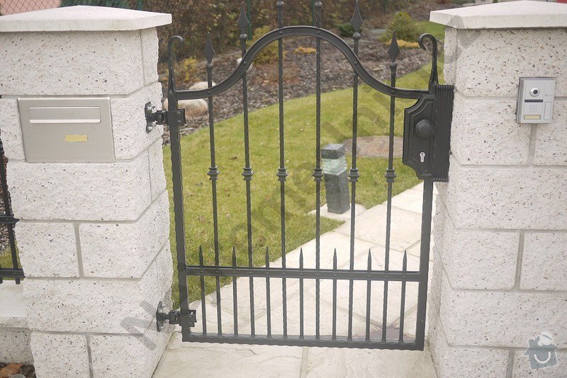 Ozdobný kovaný plot, branka a křídlová brána s pohonem: VN03