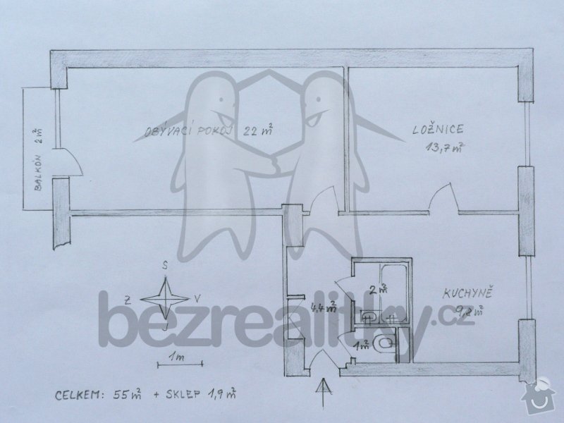 Renovace bytu - cihla, 53 m2, : 940x680_