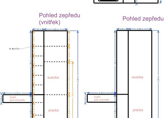 Výroba a dodání skříně do koupelny, dvířka za WC