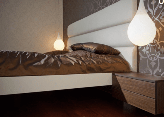 Výroba postele s čalouněním a noční stolky, botník - stav před realizací