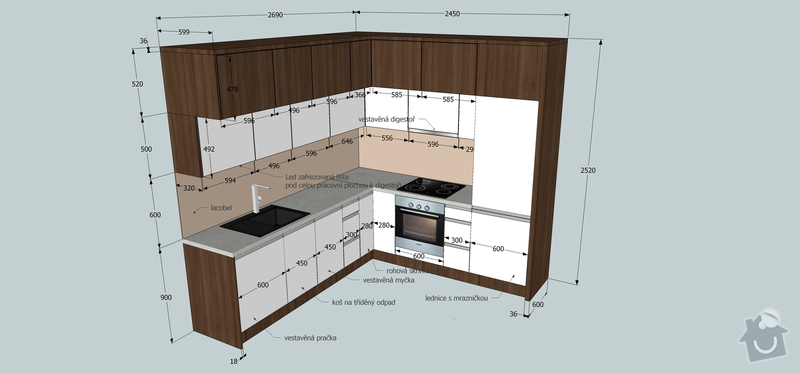 Výroba a montáž kuchyňské linky, předsíně a obývací stěny na míru: kuchy__rozmery