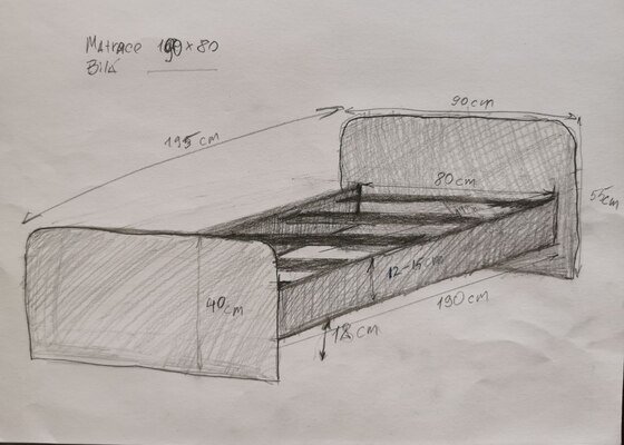 Potřebuji vyrobit 2 postele na míru podle náčrtu