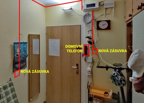 Instalace 2 nových zásuvek na 230V a výměna domovního telefonu