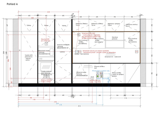 Příprava elektro rozvodů pro kuchyň