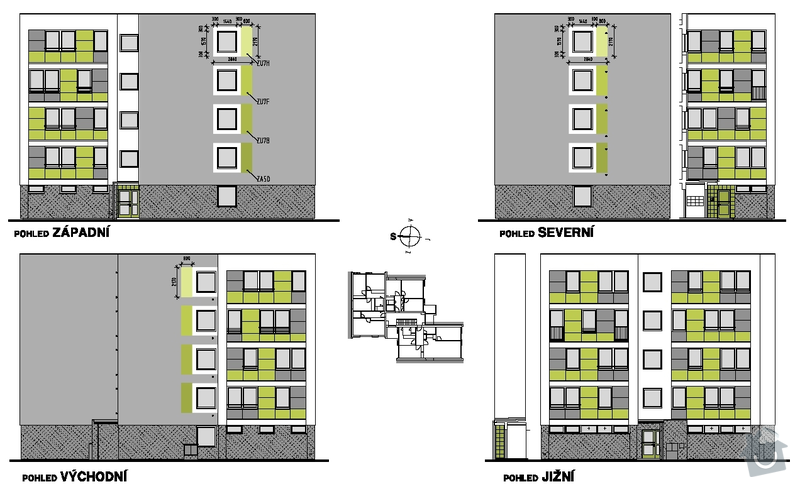 Projekt zateplení stávajícího panelového bytového domu: 03_pohledy_navrh_barevneho_reseni