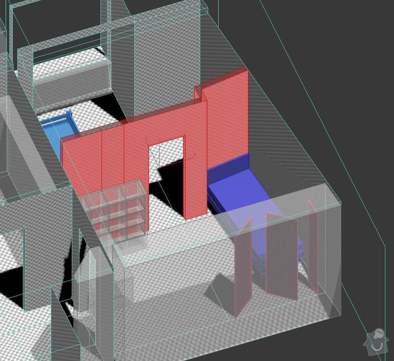 Realizace sádrokartonové příčky 12m2: stena_3D