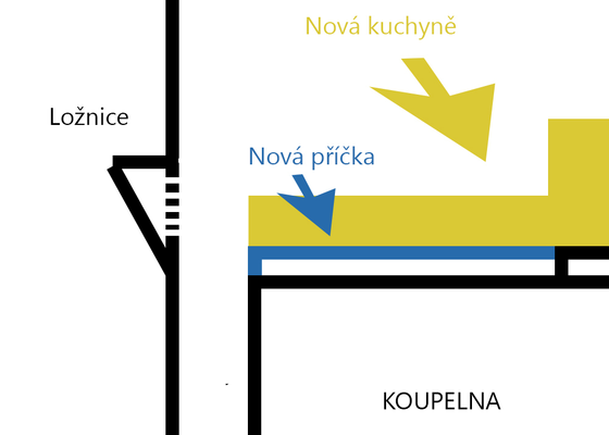 Nová příčka v bytě, obklad + nová podlaha