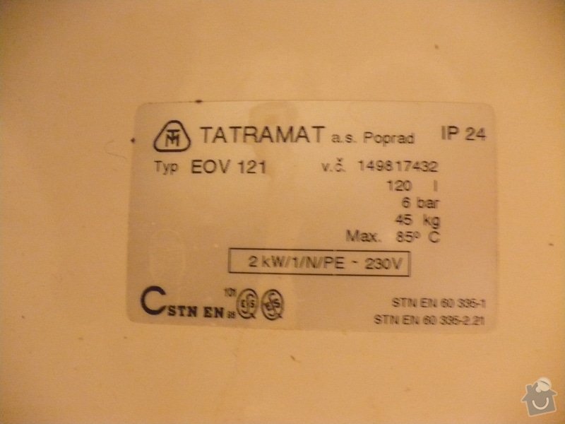 Výměna bojleru Tatramat EOV 121: P1110072