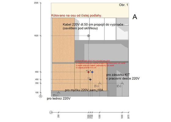 Příprava rozvodů pro kuchyňský kout
