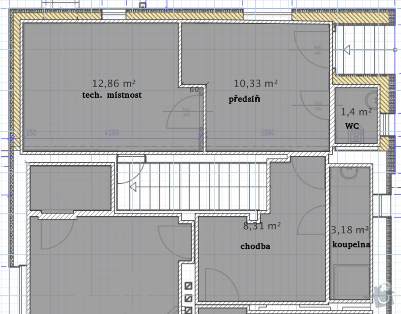 Provedení obkladů koupelna + WC, položení dlažby: planek