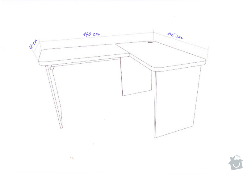 Výroba psacího stolu: stul-nakres