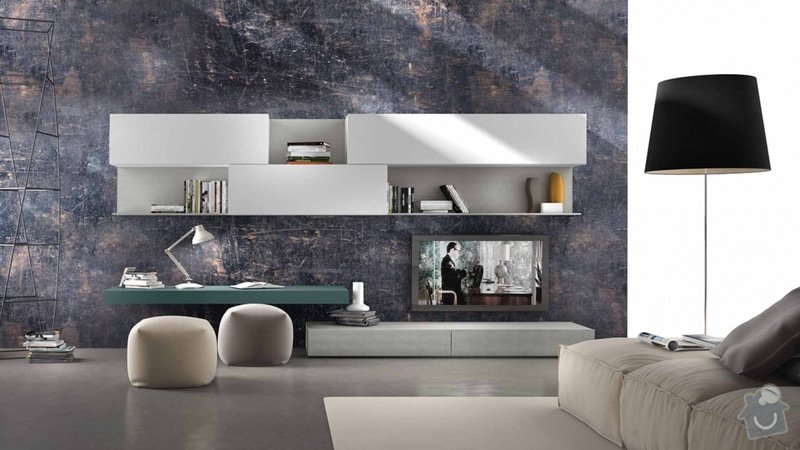 Kuchyně, obývací stěna, konferenční stolek, koupelnový nábytek: I-modulArt_obyvaci_stena_moderni