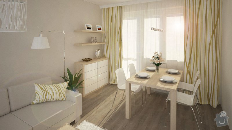 Návrh rekonstrukce části bytu - obývací pokoj, ložnice, chodba: KARASOVA_02_obyvaci_pokoj