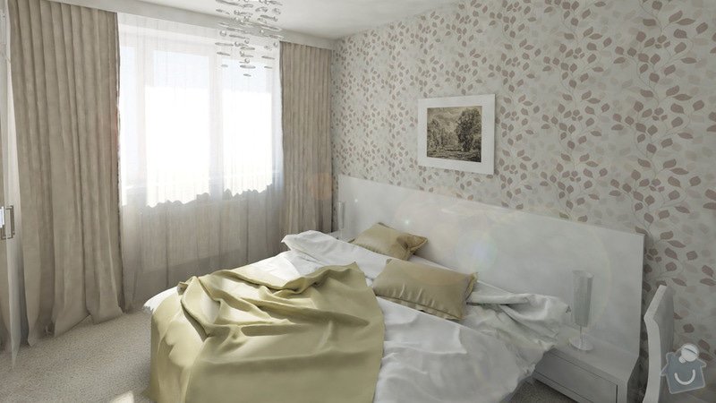 Návrh rekonstrukce části bytu - obývací pokoj, ložnice, chodba: KARASOVA_03_loznice