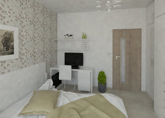 Návrh rekonstrukce části bytu - obývací pokoj, ložnice, chodba