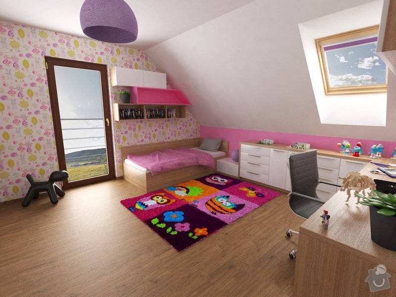 Návrh 2 dětských pokojů v podkroví: Vizualizace_pokojik_2-_4