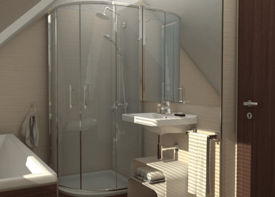 3D návrh dvou koupelen