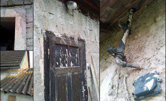 Nahození fasády chalupy v obci Dolní Město