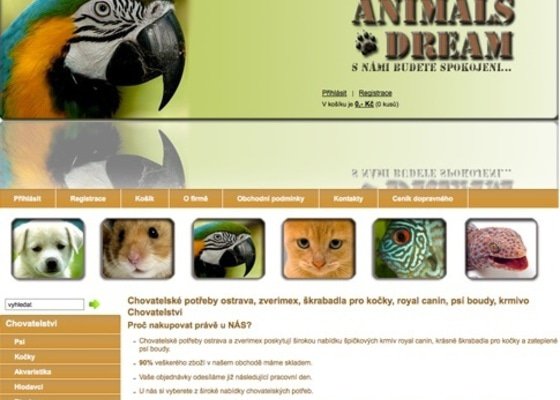 Tvorba E-shopu animalsdream.cz
