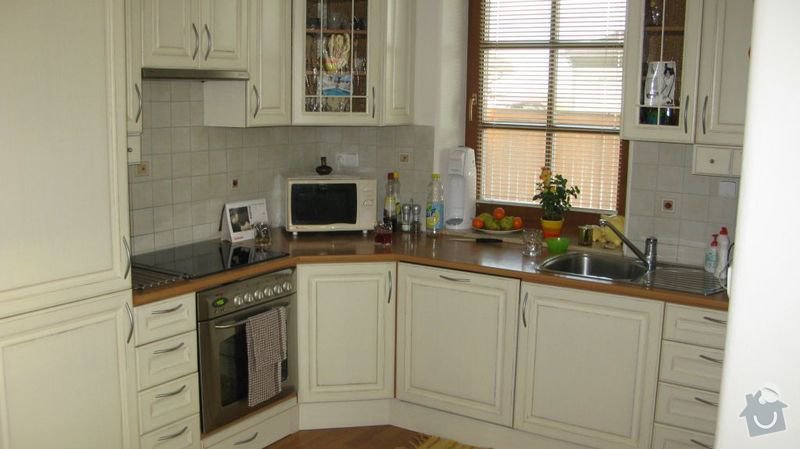 Výměna kuchyňské desky, dřezu a baterie a broušení podlahy 48m2: kuchyn