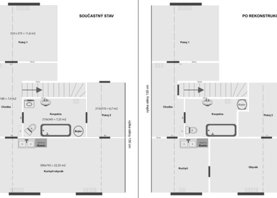 Rekonstrukce bytu 3+kk 55 m2 v RD Praha-východ