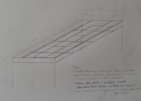 Výroba dřevěného panelu (na vláčky) o rozměrech 800 x 1500 - stav před realizací
