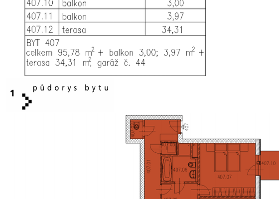 Malíř pokojů 4+KK  (96m2 podlahové plochy) - stav před realizací