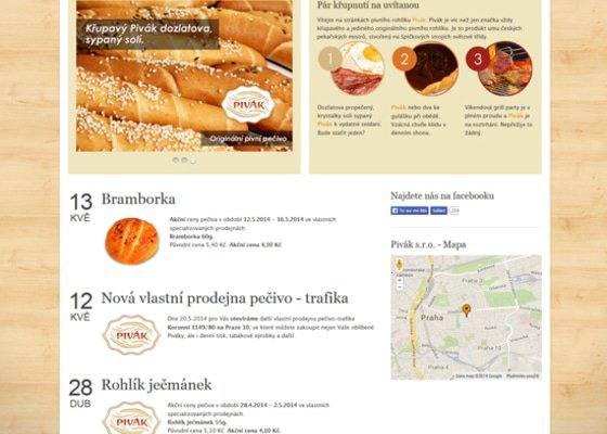 Tvorba webových stránek pro pekárenskou společnost Pivák, s.r.o. 