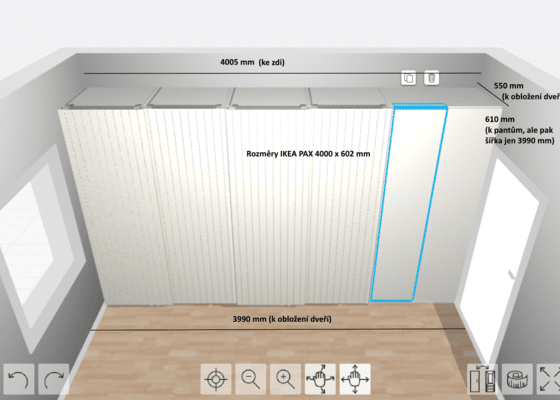 Šatní skříň na míru, příp. úprava skříně IKEA PAX - stav před realizací