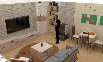 Návrh obývacího pokoje a kuchyňského koutu