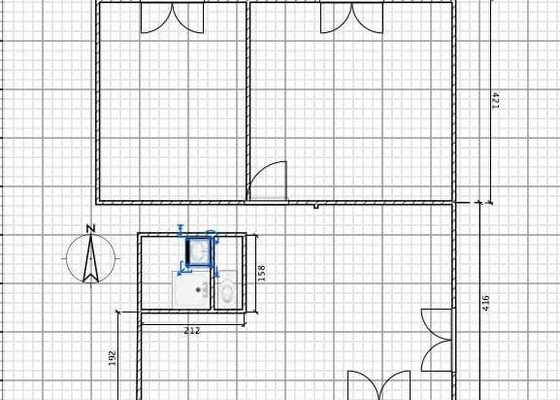 Rekonstrukce bytu 3 pokoje - steny a obklad koupelny + zachod - stav před realizací